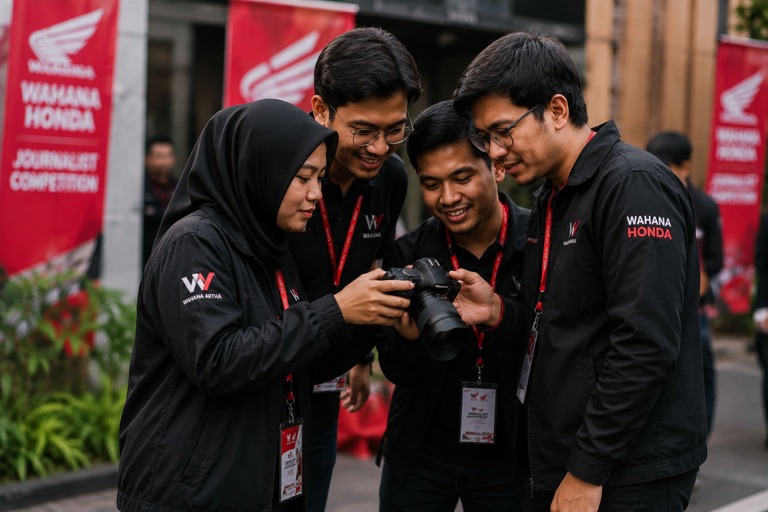 Kelompok jurnalis di acara kompetisi
